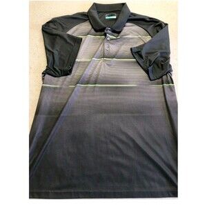 Men's PGA Tour Golf Polo Shirt 2XL Gray Stripe Collared Knit Active